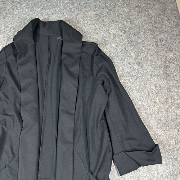 Eileen Fisher Blazer Cardigan Women’s Medium Open Front Black Stretch Career - Picture 5 of 9